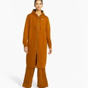 Nike Oversized Duster Hoodie Wide Leg Pant Set Clay Brown Small